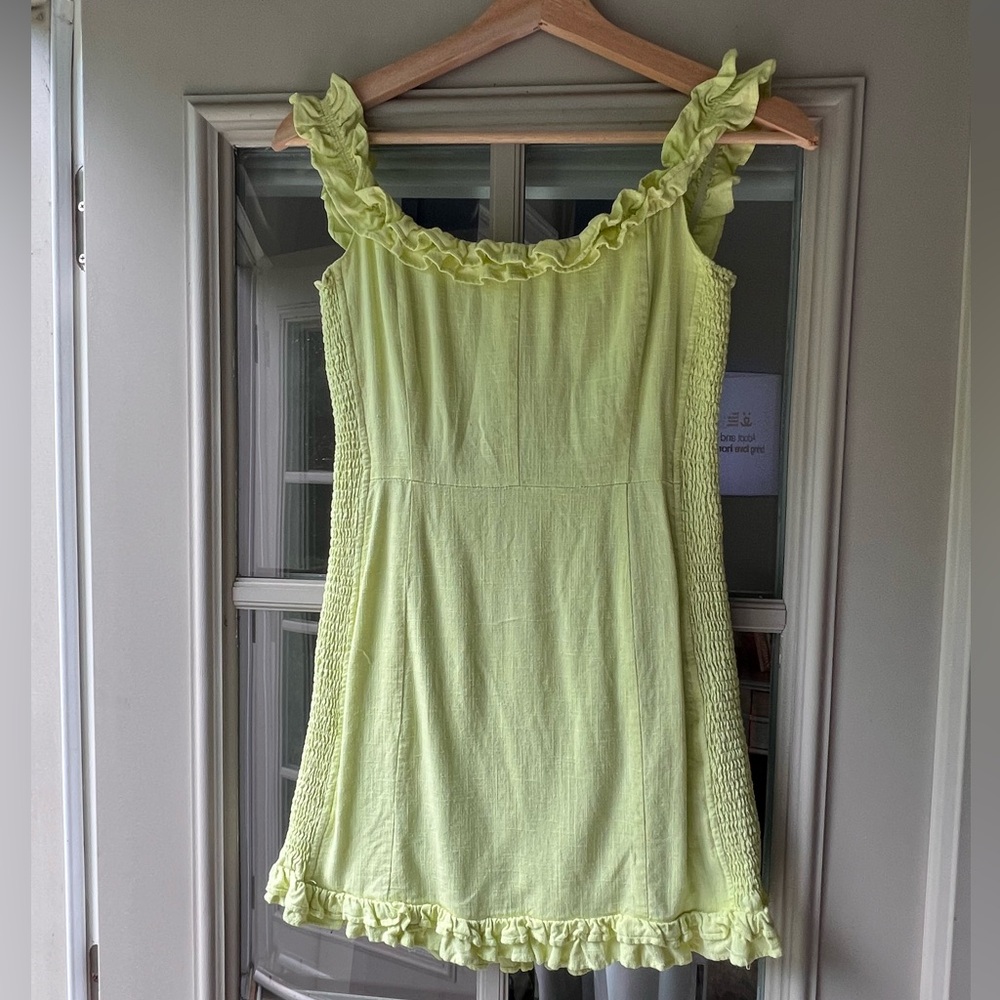 Lulus Elati Lime Green Ruffled Off-the-Shoulder Bodycon Dress